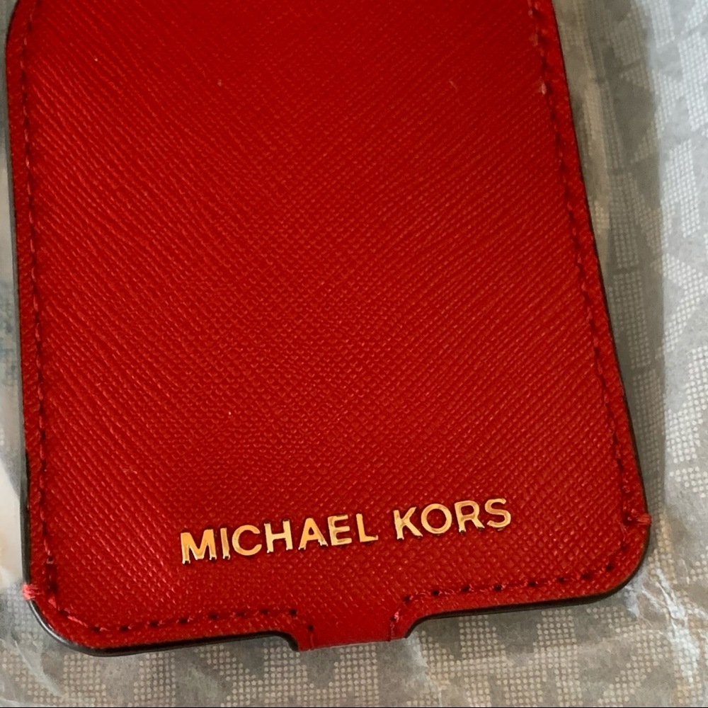 NEW Michael Kors Jet Set Saffiano Leather Tag Red - Picture 5 of 13